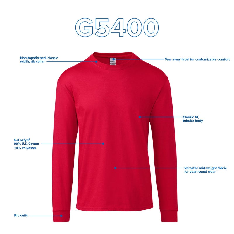 Gildan Men's Heavy Cotton Long Sleeve T-Shirt, Style G5400, 2-Pack, Sport Grey, Large - Image 4